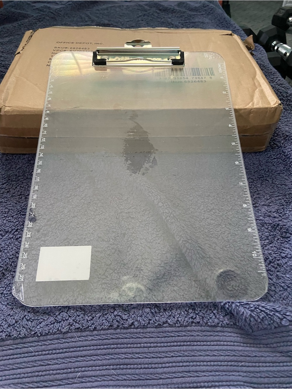 Pack of 12 Office Depot Clear Acrylic Clipboard with Ruler Edge (all 12)